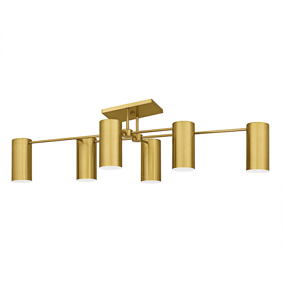 Foreland 6Light Semi-Flush Mount, Brushed Gold/Metal
