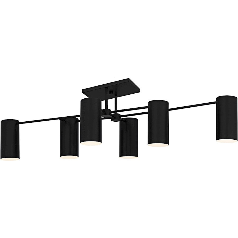 Quoizel Foreland 6Light Semi-Flush Mount, Matte Black/Metal - FLD1750MBK