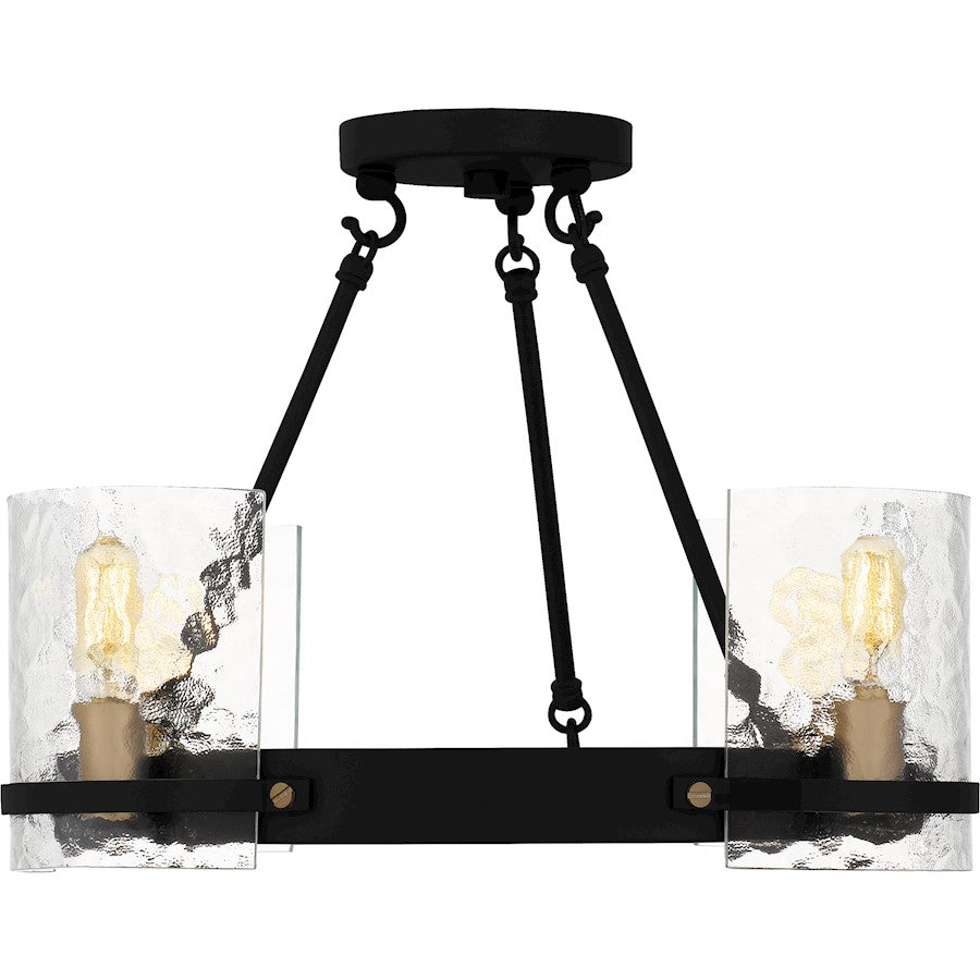 Gloucester 4Lt Semi-Flush Mount, Black/Clear Hammered