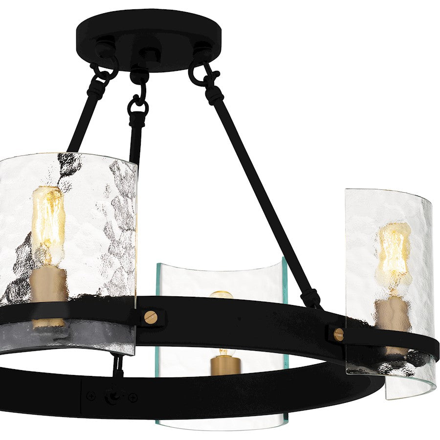 Gloucester 4Lt Semi-Flush Mount, Black/Clear Hammered