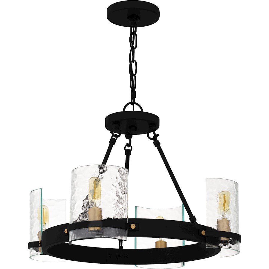 Gloucester 4Lt Chandelier, Black/Clear Hammered