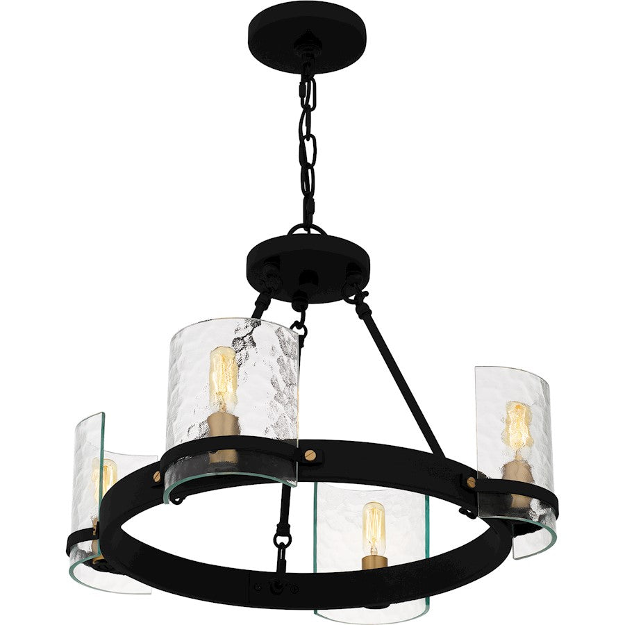 Gloucester 4Lt Chandelier, Black/Clear Hammered