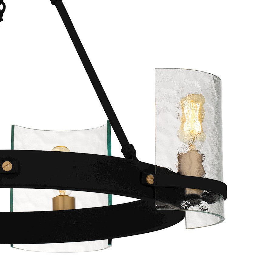 Gloucester 4Lt Chandelier, Black/Clear Hammered
