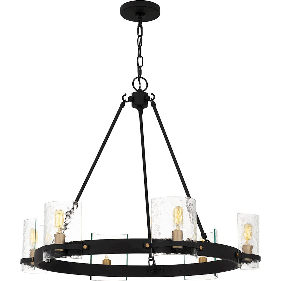 Quoizel Gloucester 6Lt Chandelier, Black/Clear Hammered - GLC5028MBK