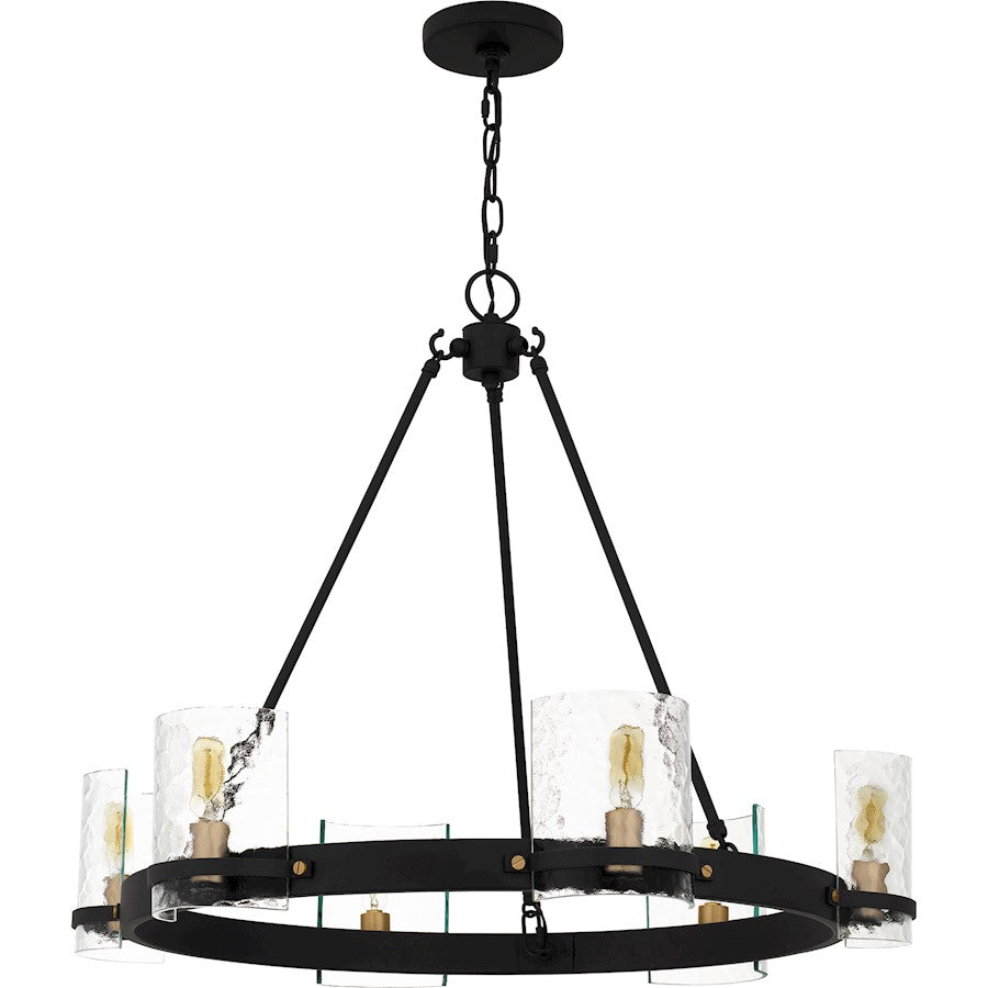 Gloucester 6Lt Chandelier, Black/Clear Hammered