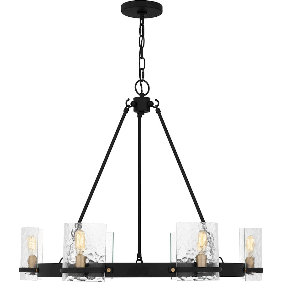 Gloucester 6Lt Chandelier, Black/Clear Hammered