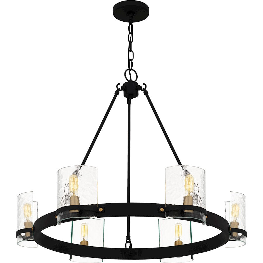 Gloucester 6Lt Chandelier, Black/Clear Hammered