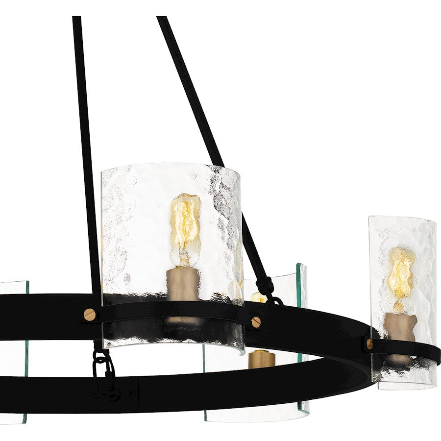 Gloucester 6Lt Chandelier, Black/Clear Hammered