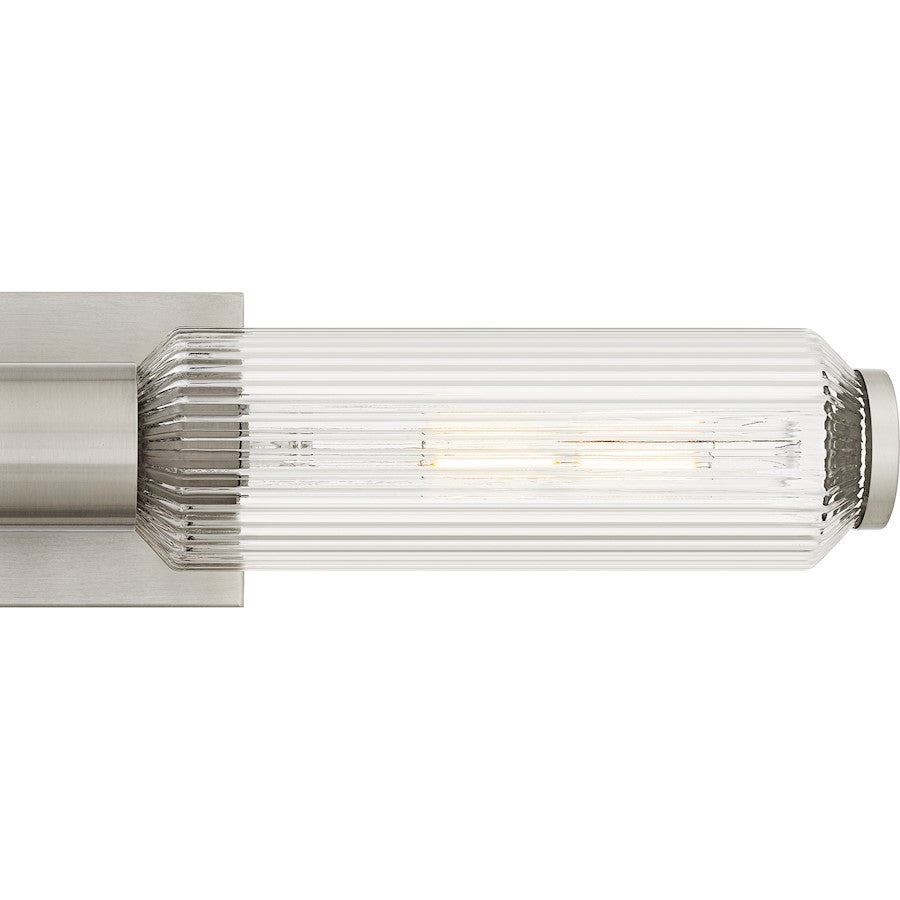 Hawes 2Light Bath Light, Brushed Nickel/Clear Ribbed Glass