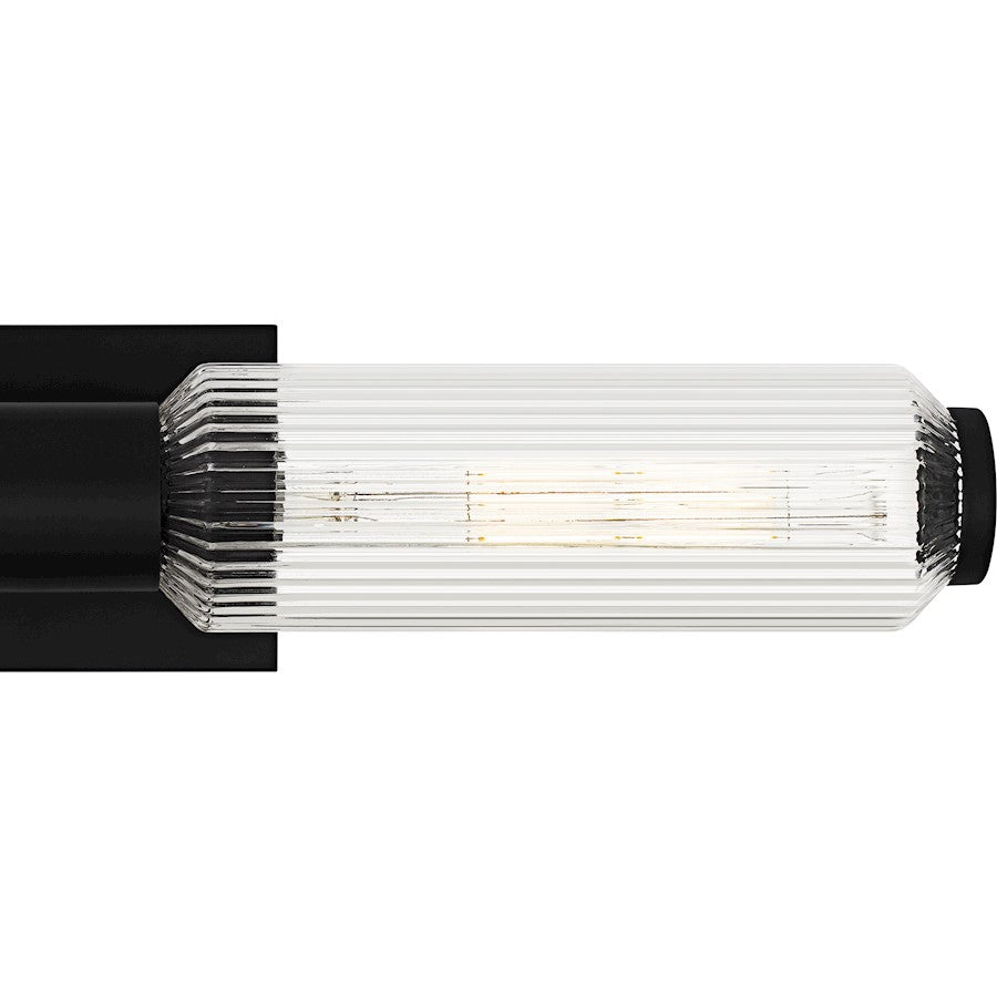 Hawes 2Light Bath Light, Matte Black/Clear Ribbed Glass
