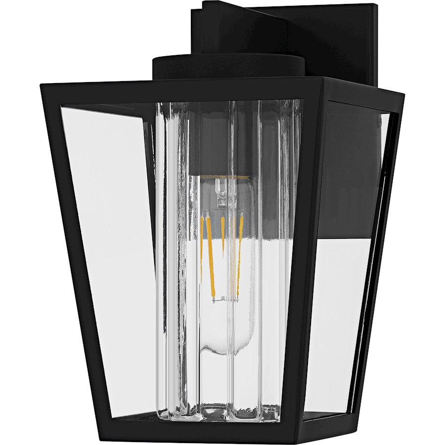 Jett 1Lt 10" Outdoor Lantern, Black/Clear/Ribbed/Clear