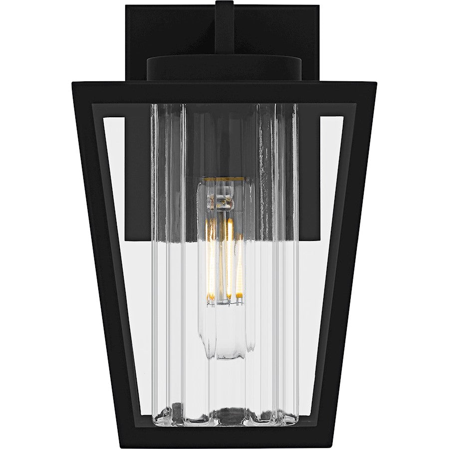 Jett 1Lt 10" Outdoor Lantern, Black/Clear/Ribbed/Clear