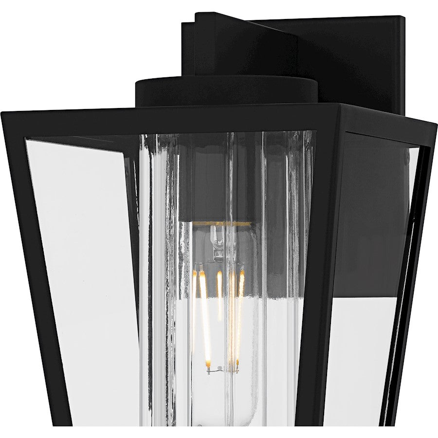 Jett 1Lt 10" Outdoor Lantern, Black/Clear/Ribbed/Clear