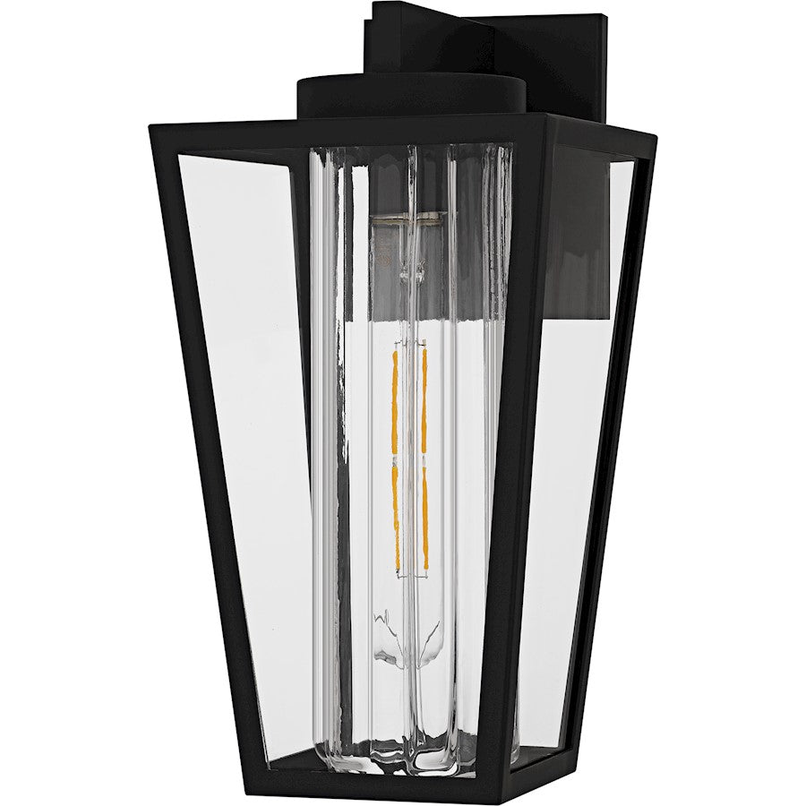 Jett 1Lt 14" Outdoor Lantern, Black/Clear/Ribbed/Clear