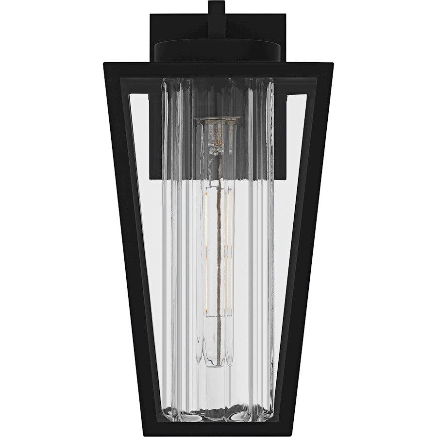 Jett 1Lt 14" Outdoor Lantern, Black/Clear/Ribbed/Clear
