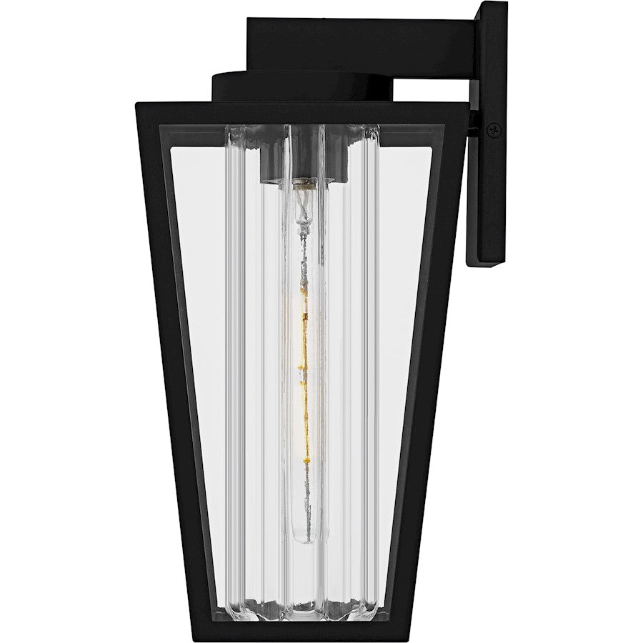 Jett 1Lt 14" Outdoor Lantern, Black/Clear/Ribbed/Clear