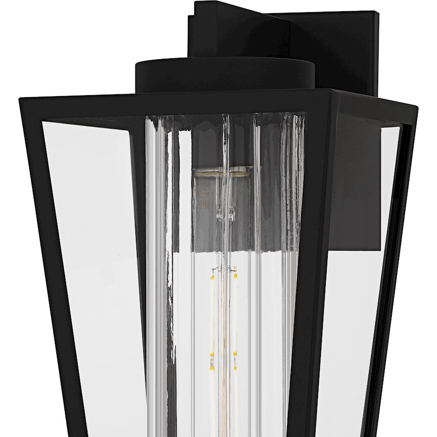 Jett 1Lt 14" Outdoor Lantern, Black/Clear/Ribbed/Clear