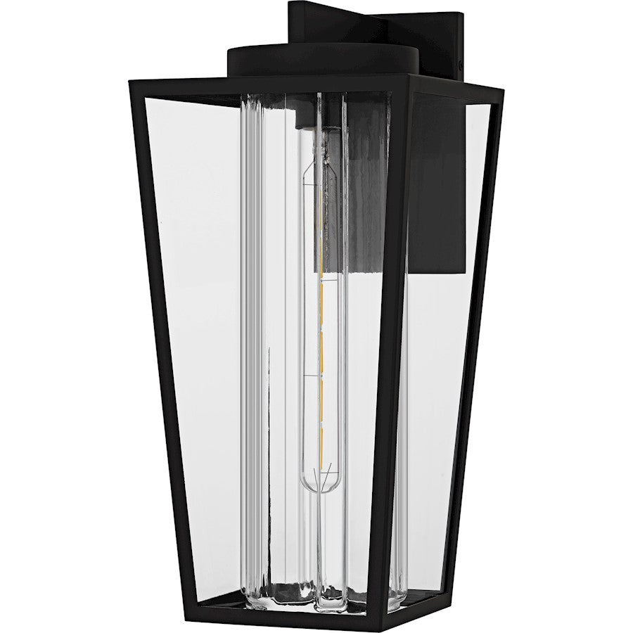Jett 1Lt 18" Outdoor Lantern, Black/Clear/Ribbed/Clear