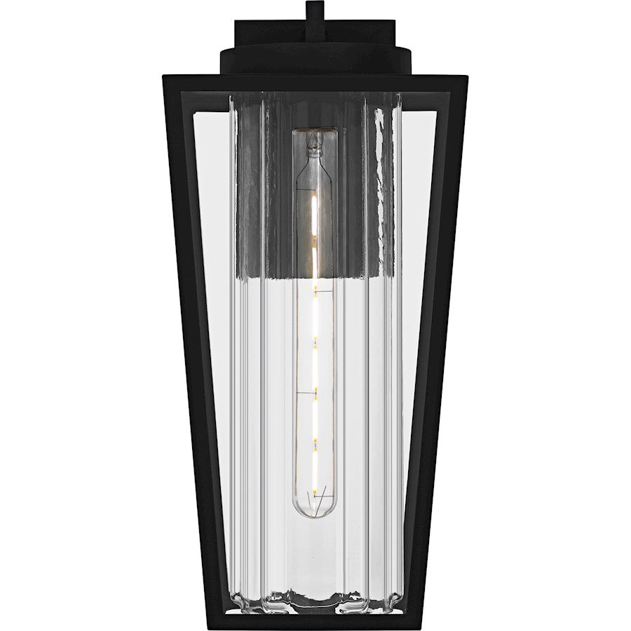 Jett 1Lt 18" Outdoor Lantern, Black/Clear/Ribbed/Clear