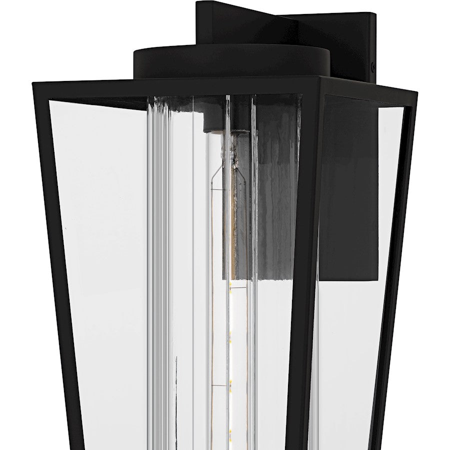 Jett 1Lt 18" Outdoor Lantern, Black/Clear/Ribbed/Clear
