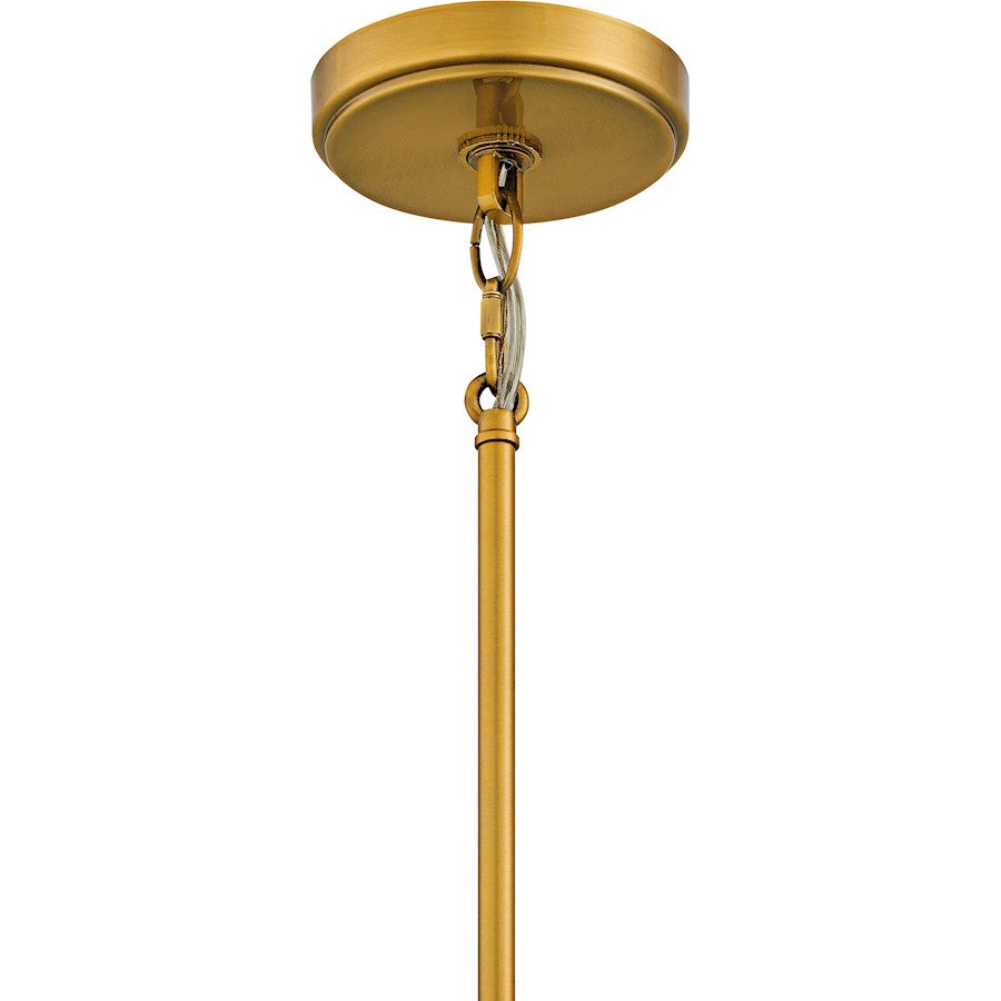 Kate 5Light Pendant, Brushed Gold/White Linen And Rattan
