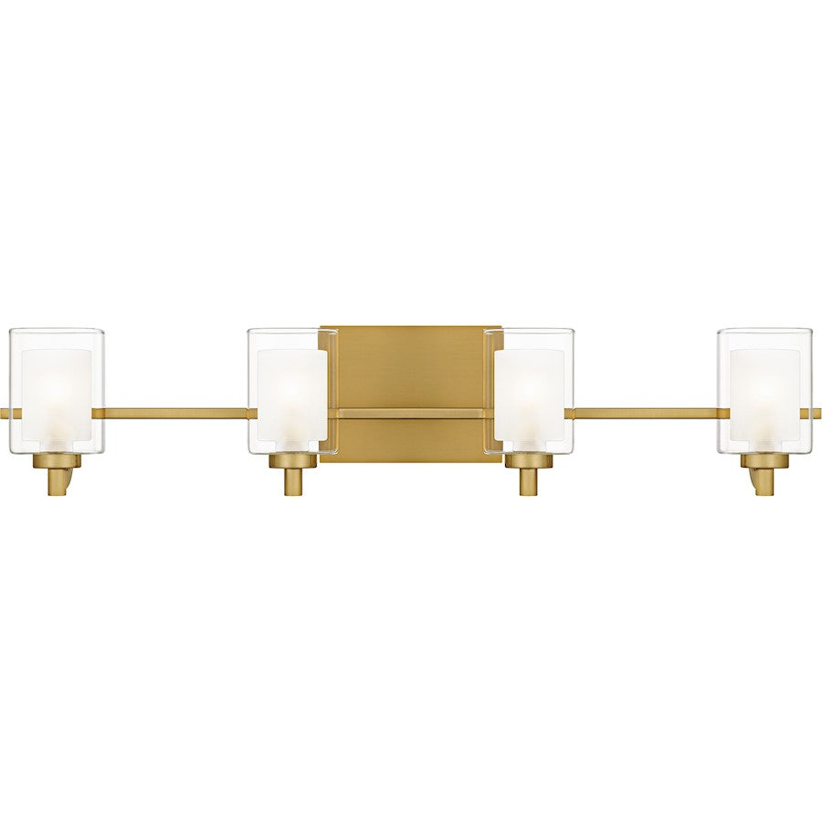 Quoizel Kolt 4Lt Bath Light, Gold/Clear /Sandblasted Interior - KLT8604BRGLED