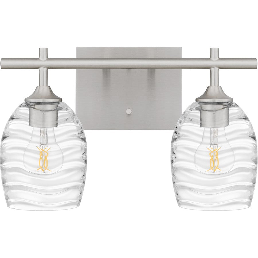 Lucy 2 Light Bath Light, Brushed Nickel/Clear Optic Glass