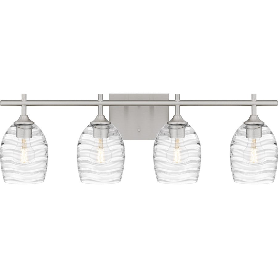 Quoizel Lucy 4 Light Bath Light, Brushed Nickel/Clear Optic Glass - LCY8629BN