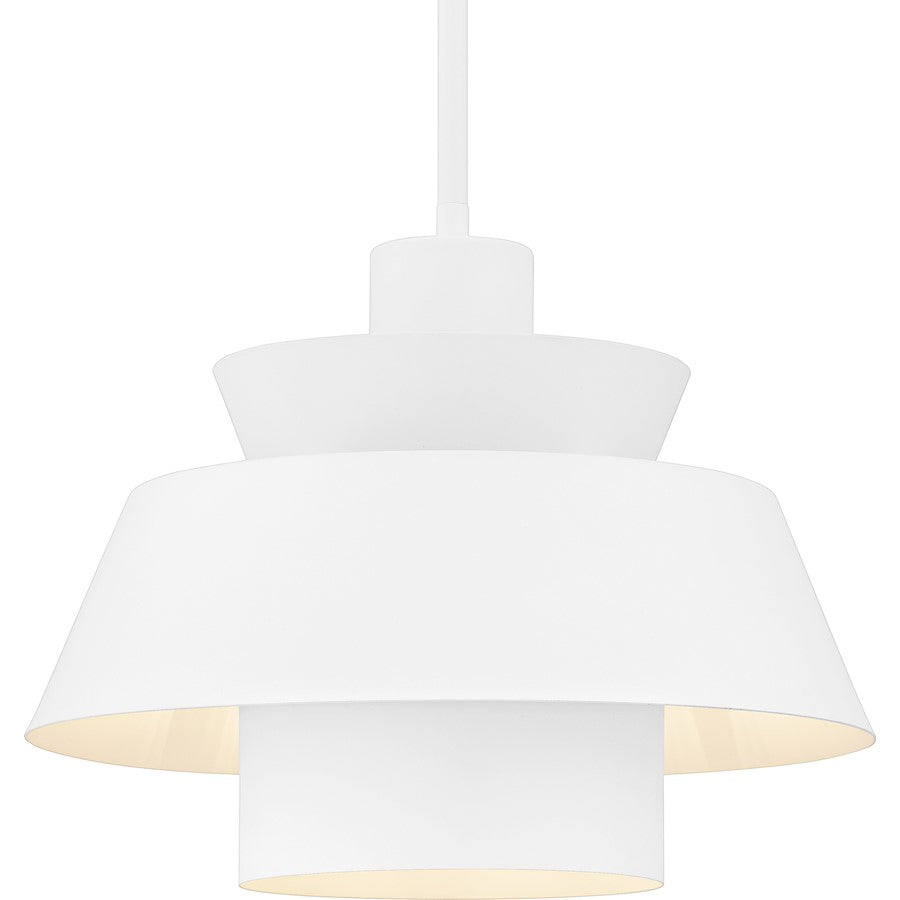 Lumi 1Light Pendant, Matte White/Metal