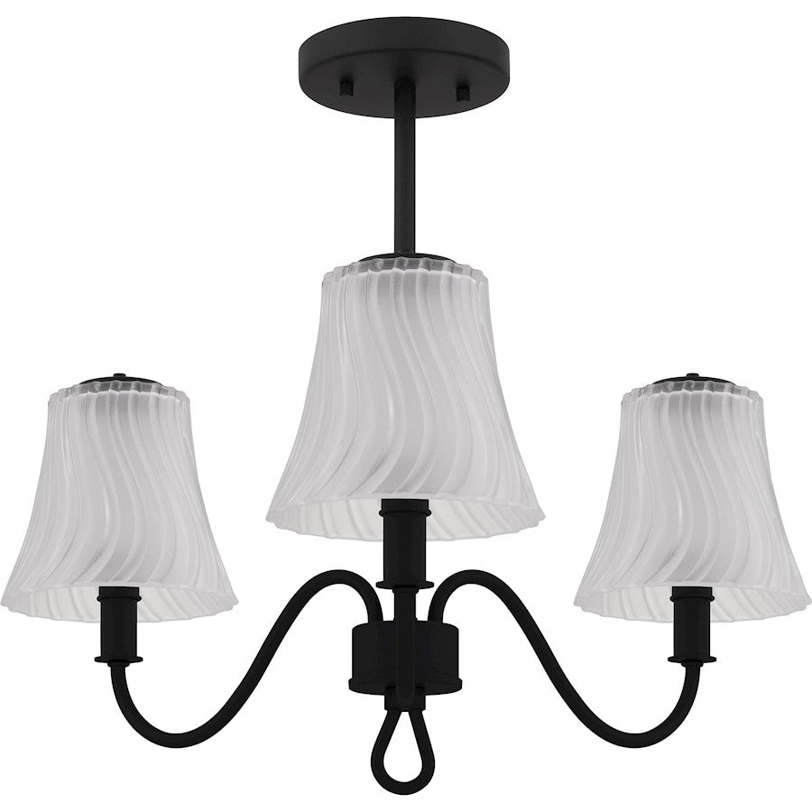 McKinney 3Lt Semi-Flush, Black/Clear/Sandblasted/Swirl