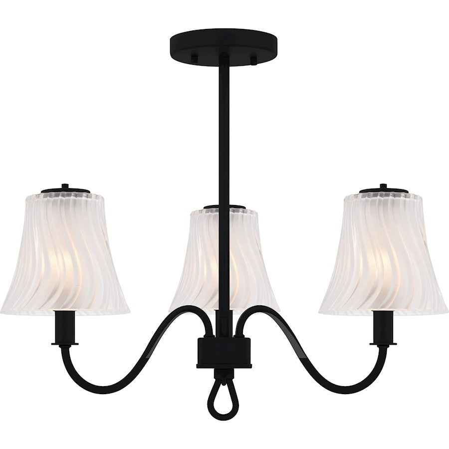 McKinney 3Lt Semi-Flush, Black/Clear/Sandblasted/Swirl