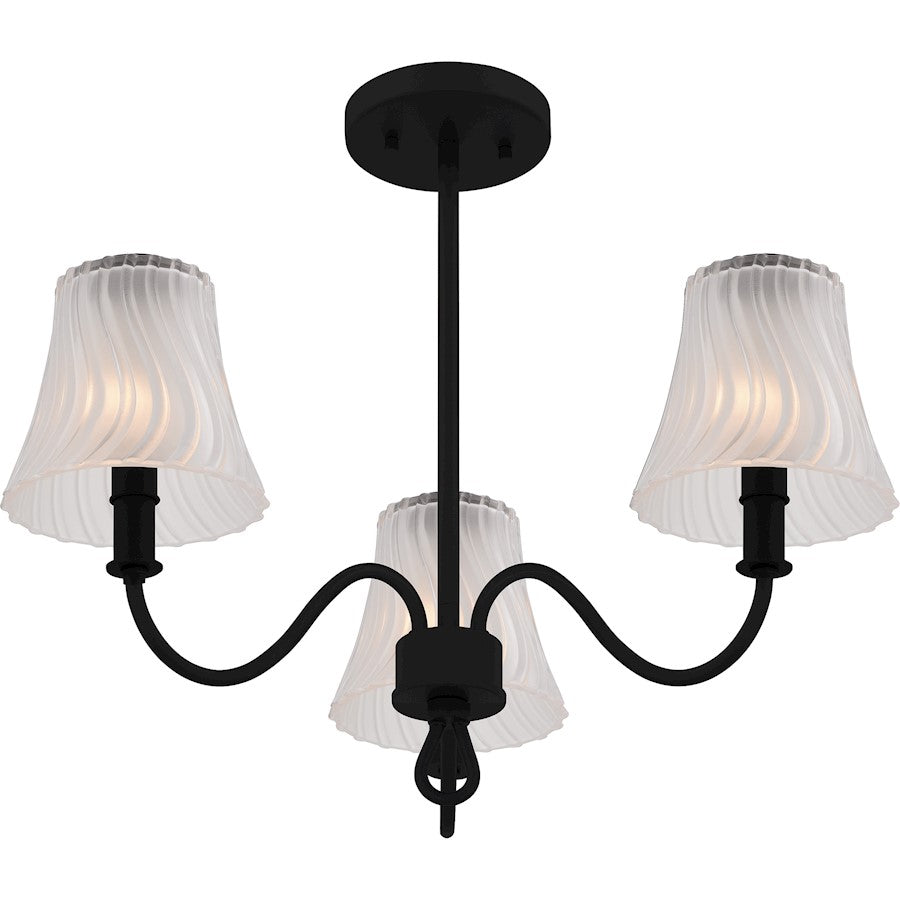 McKinney 3Lt Semi-Flush, Black/Clear/Sandblasted/Swirl