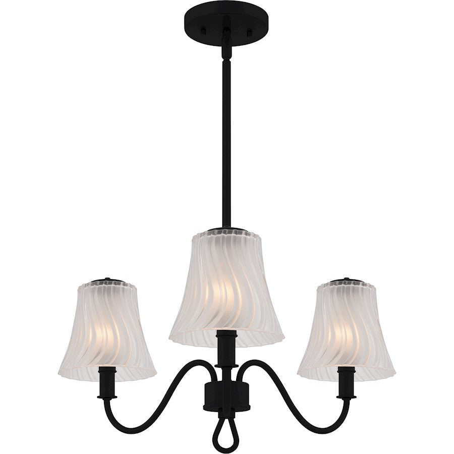 Quoizel McKinney 3Lt Chandelier, Black/Clear/Sandblasted/Swirl - MCK5022MBK