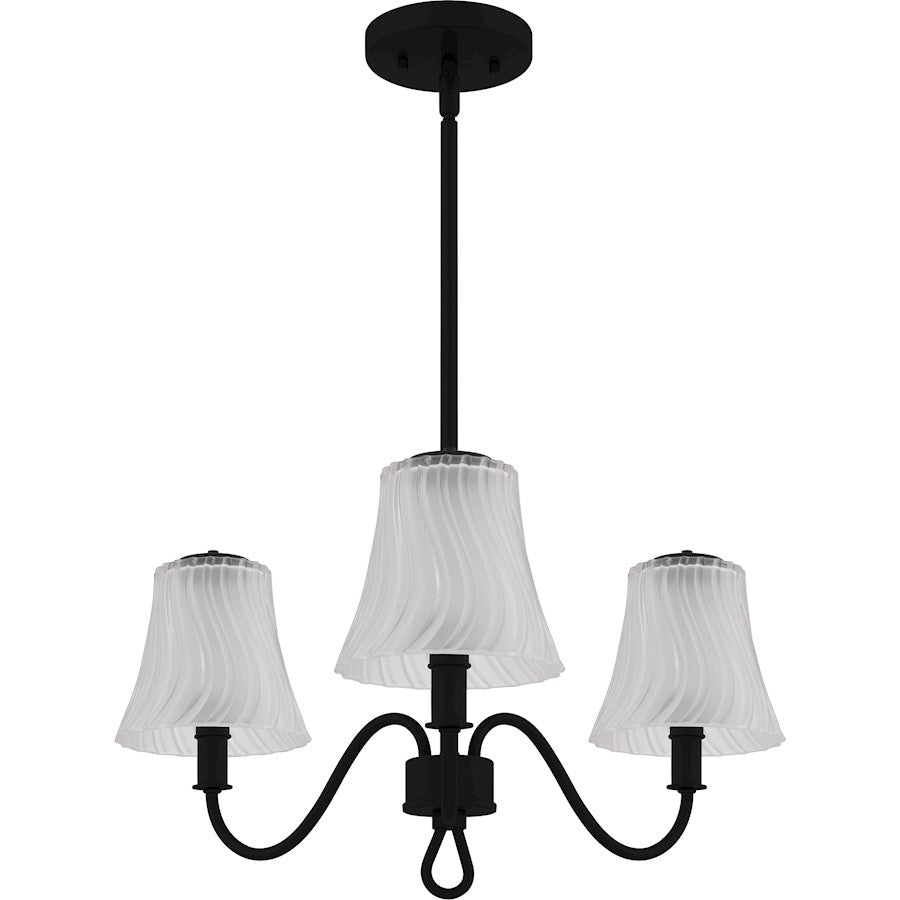 McKinney 3Lt Chandelier, Black/Clear/Sandblasted/Swirl