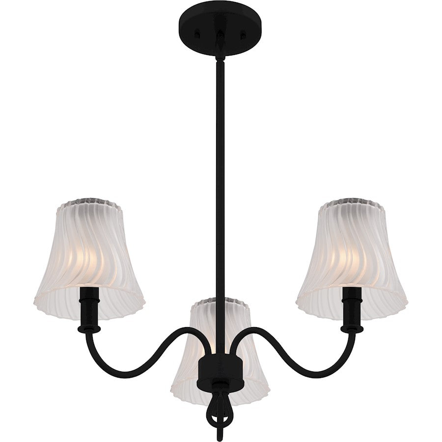 McKinney 3Lt Chandelier, Black/Clear/Sandblasted/Swirl