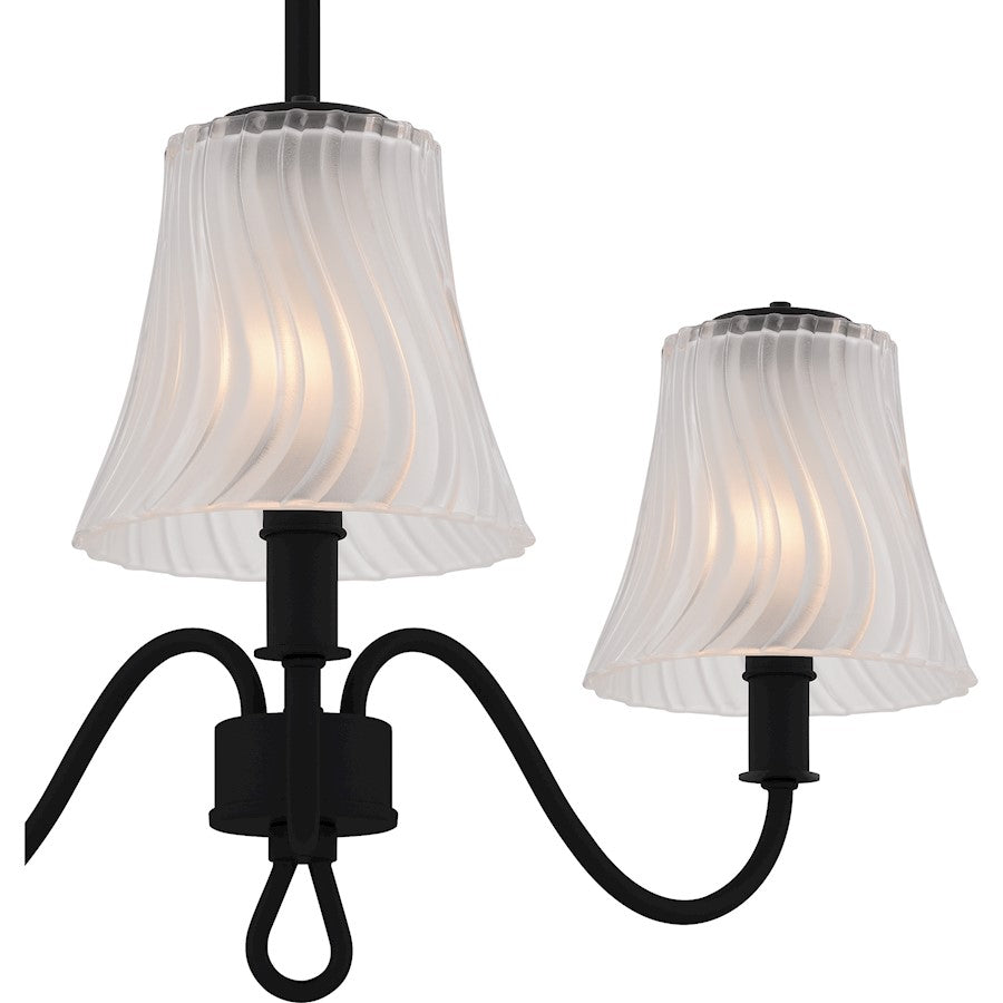 McKinney 3Lt Chandelier, Black/Clear/Sandblasted/Swirl