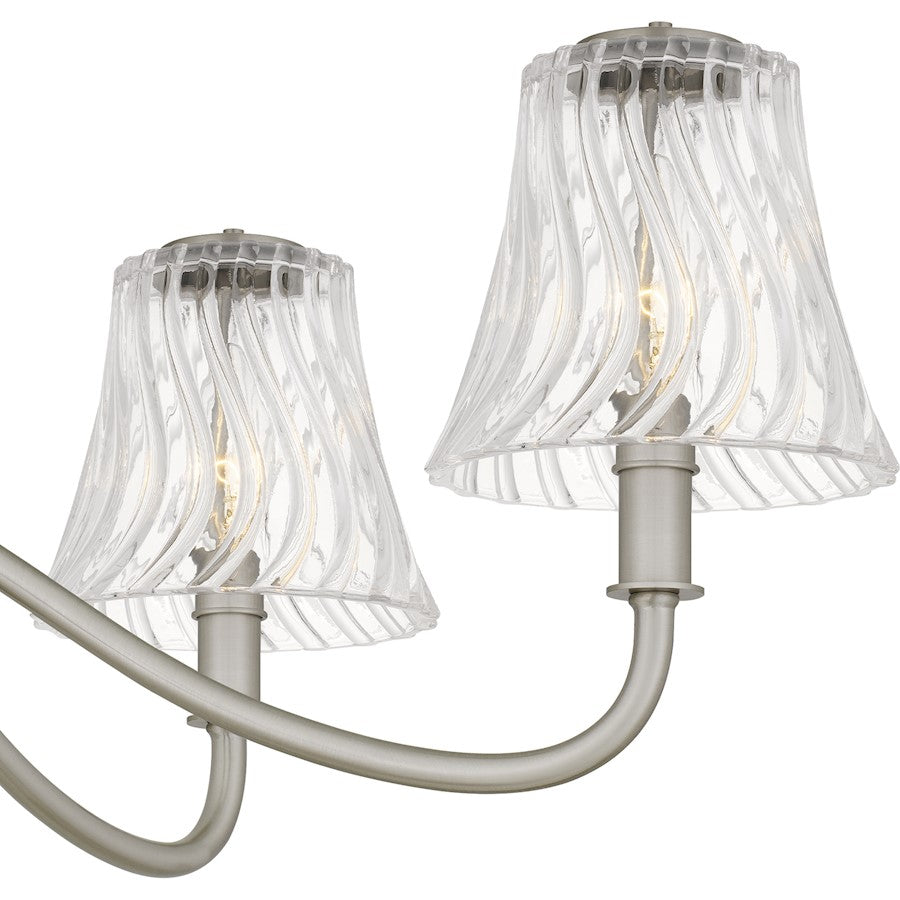 McKinney 5Light Chandelier, Brushed Nickel/Clear Swirl Glass