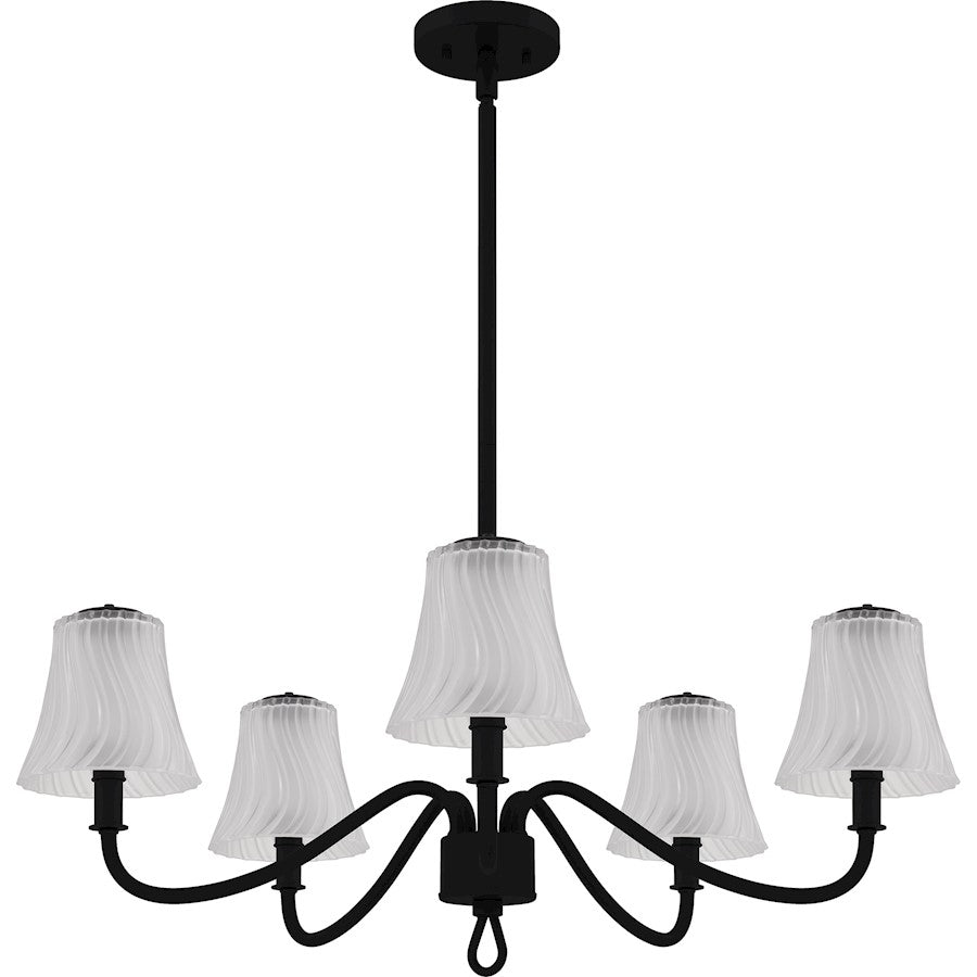 McKinney 5Lt Chandelier, Black/Clear/Sandblasted/Swirl