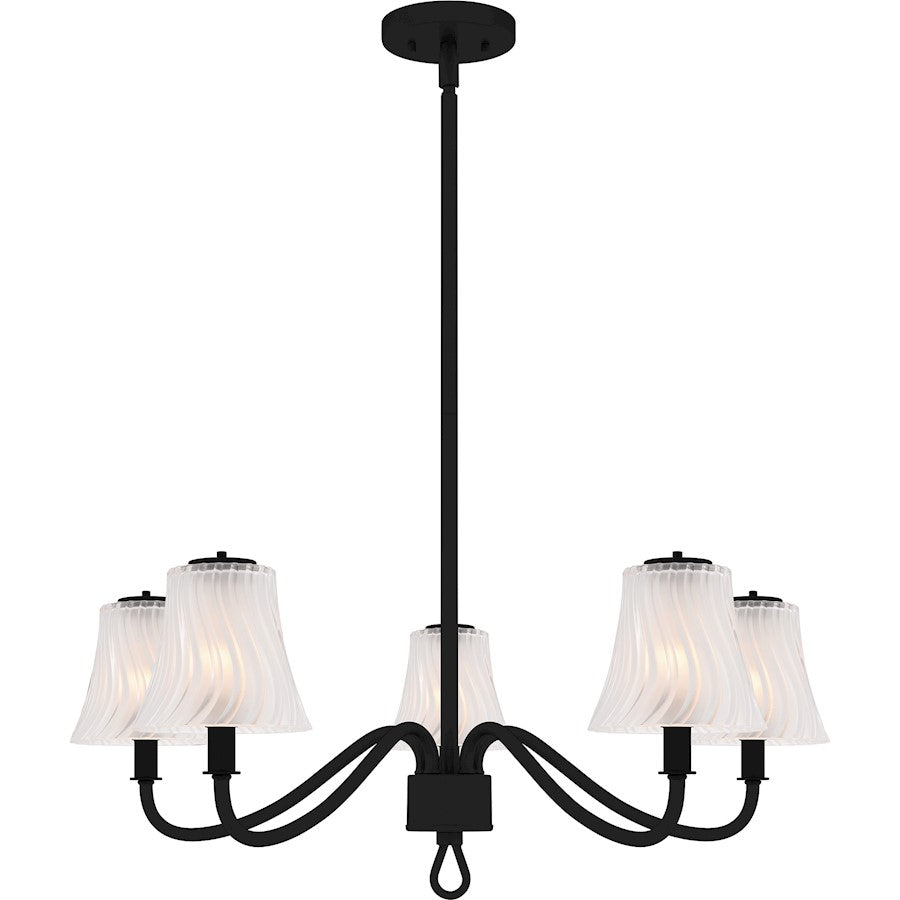 McKinney 5Lt Chandelier, Black/Clear/Sandblasted/Swirl