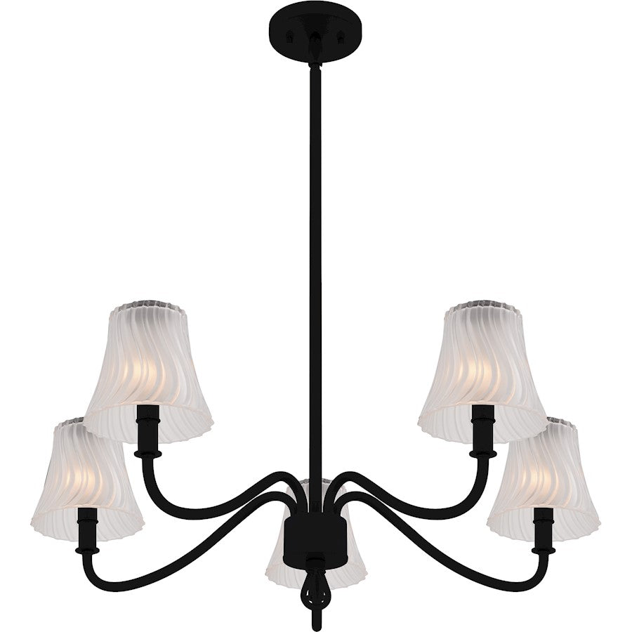 McKinney 5Lt Chandelier, Black/Clear/Sandblasted/Swirl