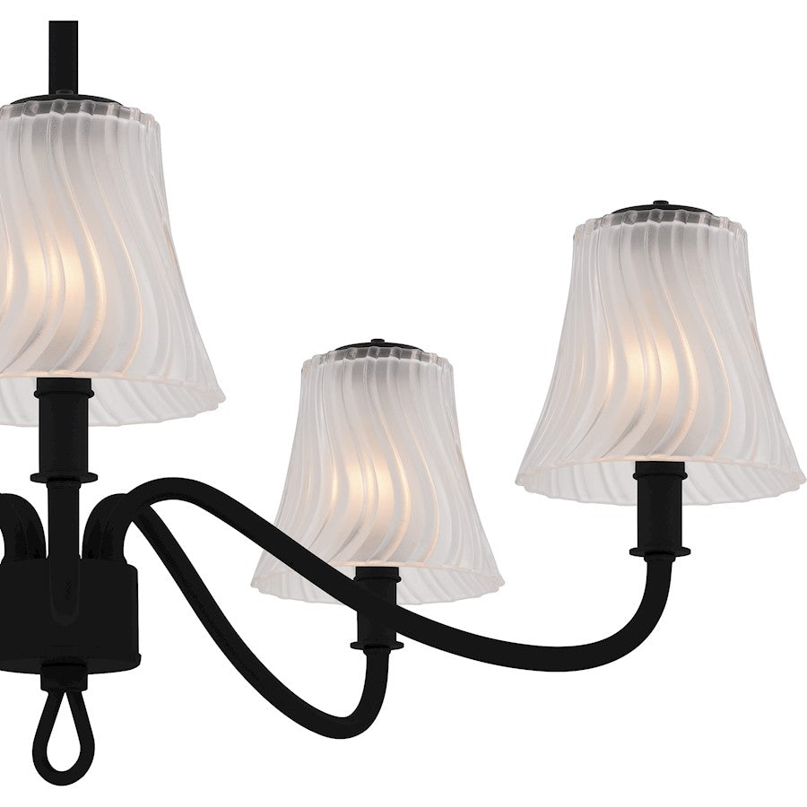 McKinney 5Lt Chandelier, Black/Clear/Sandblasted/Swirl
