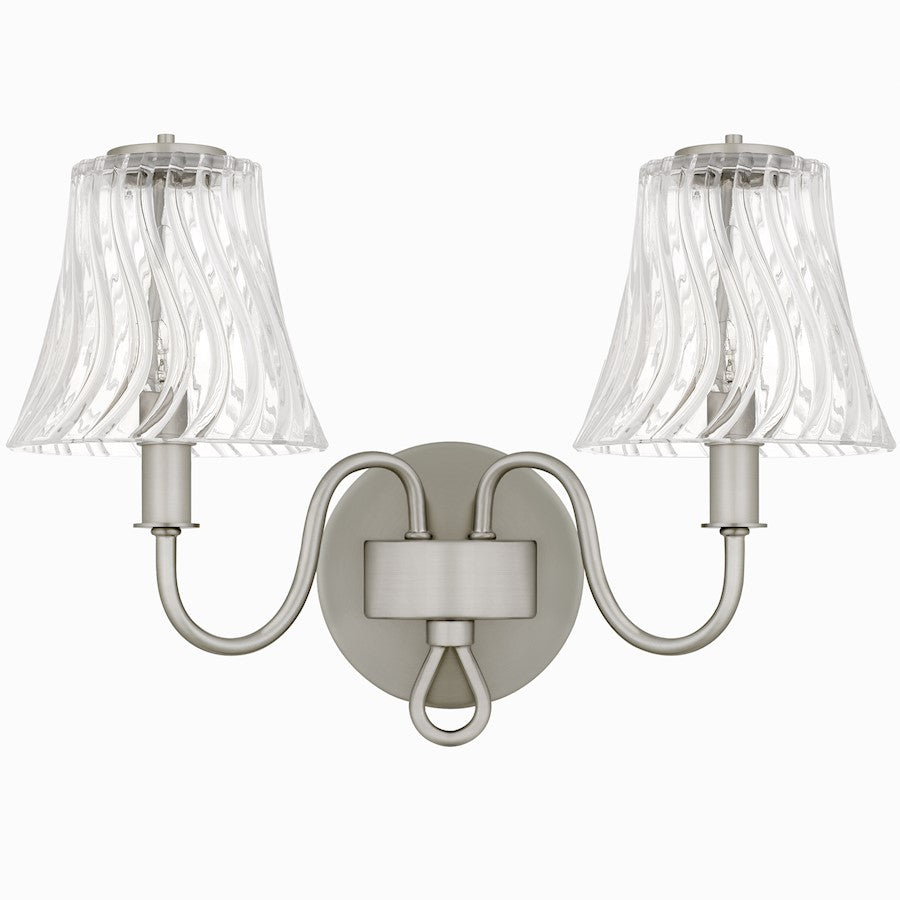 McKinney 2Light Bath Light, Brushed Nickel/Clear Swirl Glass