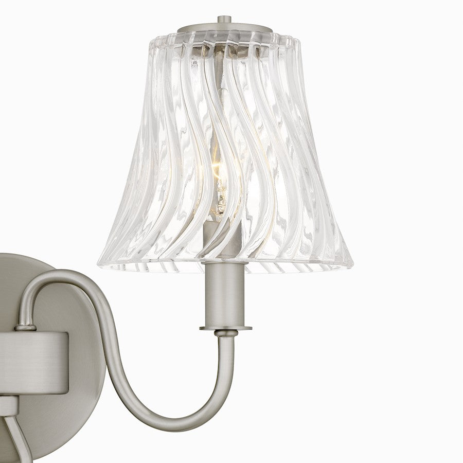 McKinney 2Light Bath Light, Brushed Nickel/Clear Swirl Glass