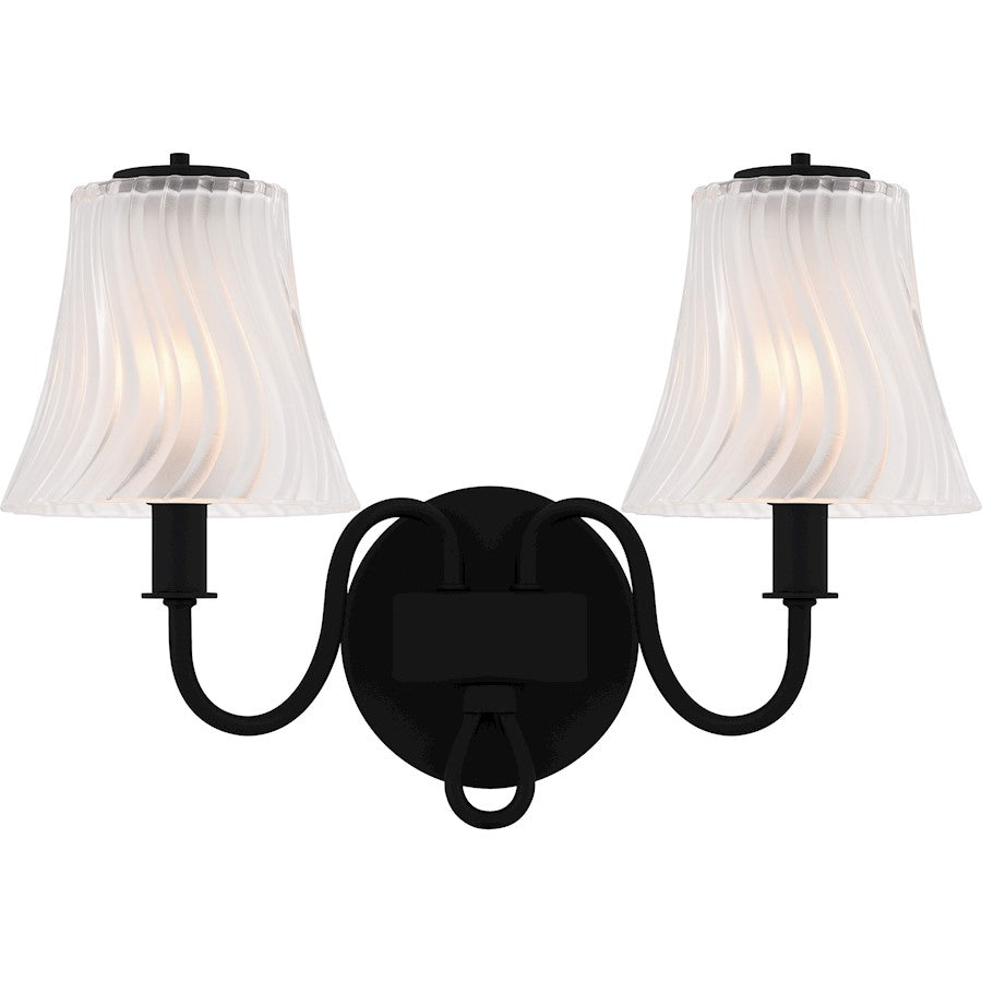 Quoizel McKinney 2Lt Bath Light, Black/Clear/Sandblasted/Swirl - MCK8615MBK