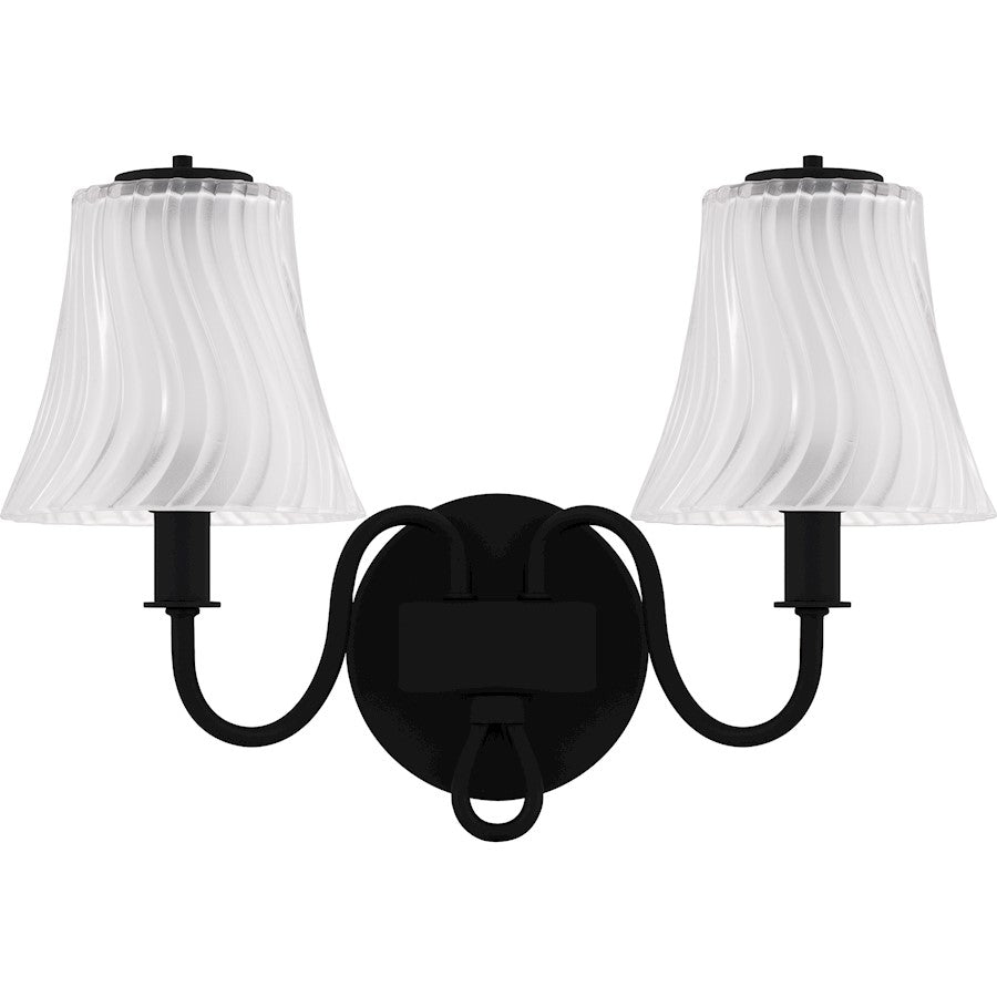 McKinney 2Lt Bath Light, Black/Clear/Sandblasted/Swirl