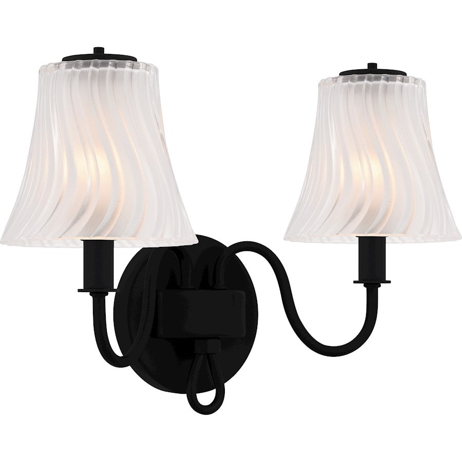 McKinney 2Lt Bath Light, Black/Clear/Sandblasted/Swirl