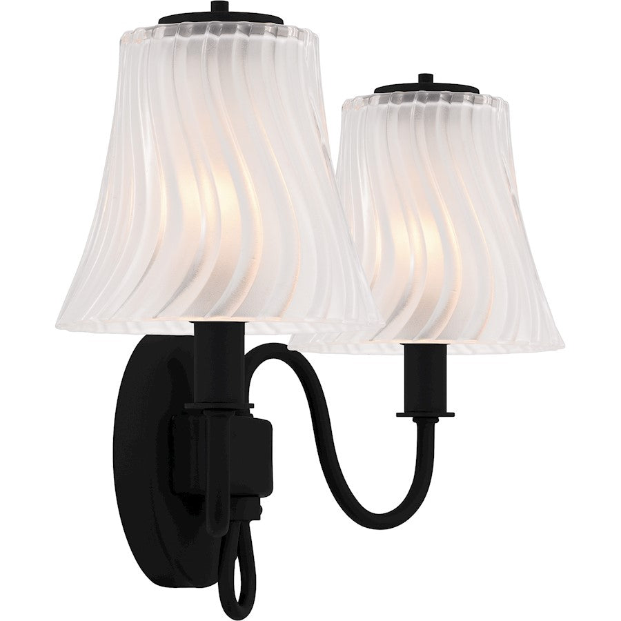 McKinney 2Lt Bath Light, Black/Clear/Sandblasted/Swirl