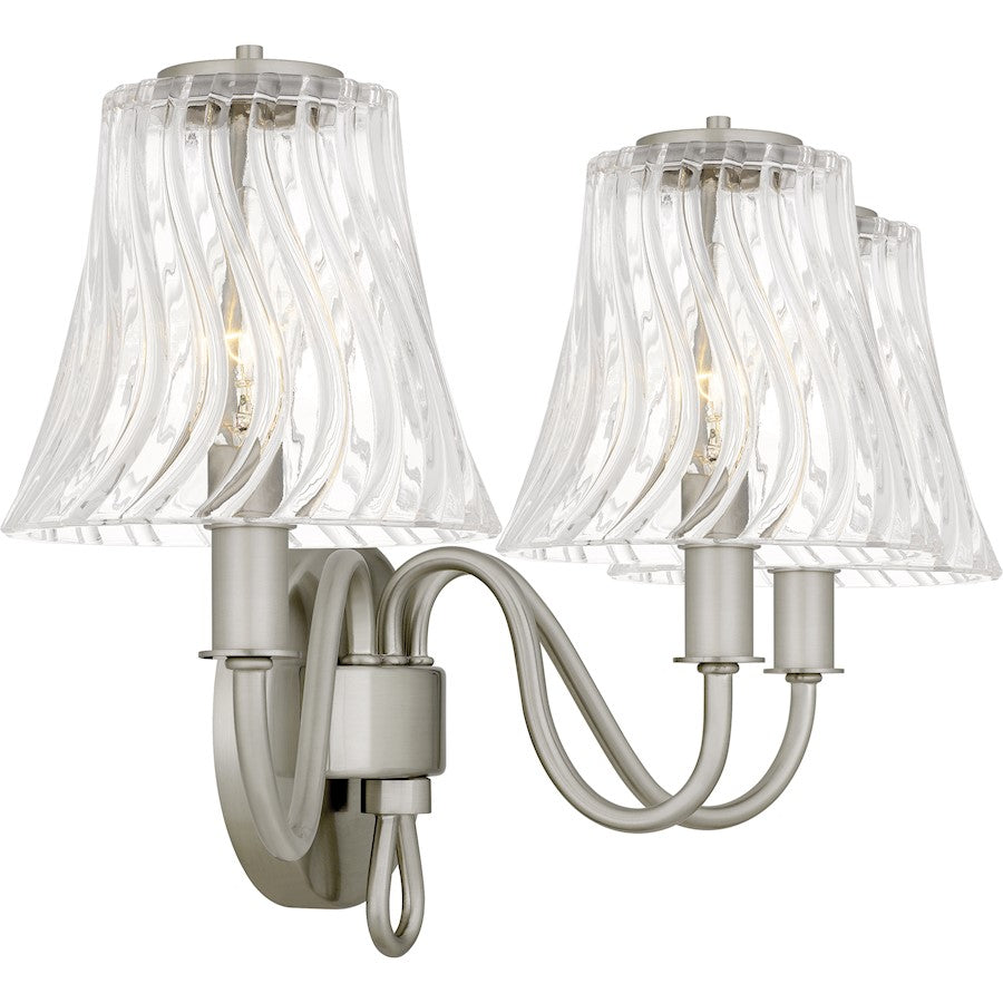 McKinney 3Light Bath Light, Brushed Nickel/Clear Swirl Glass