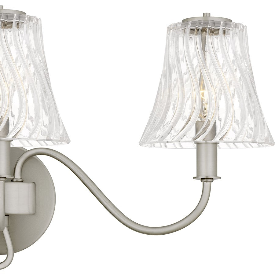 McKinney 3Light Bath Light, Brushed Nickel/Clear Swirl Glass