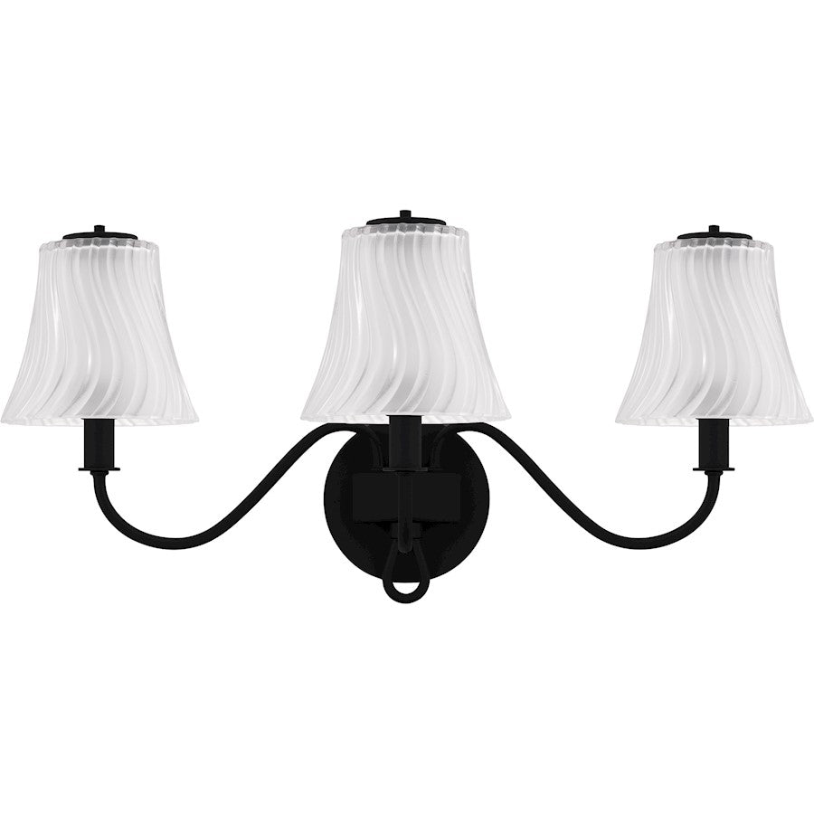 McKinney 3Lt Bath Light, Black/Clear/Sandblasted/Swirl